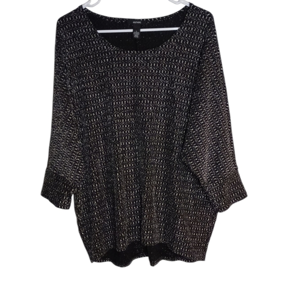 Alfanin Women's Black and White Metallic Top - Picture 1 of 7